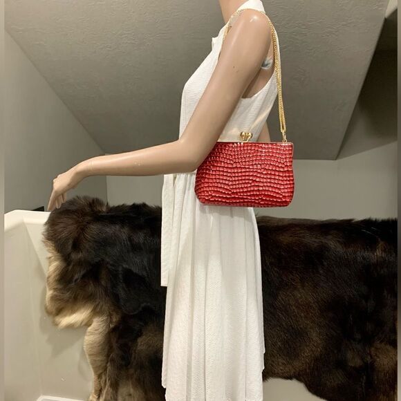 Handmade Genuine Embossed Leather Kisslock Wristlet/Crossbody & Coin Purse - Picture 7 of 16